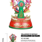 Ruota panoramica rossa Natalizia in resina con luci LED 8 musiche Natalizie (18,5cmH) alimentazione a batterie