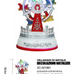 Ruota panoramica rossa Natalizia in resina con luci LED 8 musiche Natalizie (18,5cmH) alimentazione a batterie