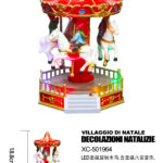 Giostra Natalizia cavallucci in resina con luci LED 8 musiche Natalizie (18,8cmH) alimentazione a batterie