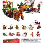 Set costruzione piccoli mattoncini Lego con personaggi Natalizi+Renna 6in1 605 pezzi