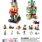 Set costruzione piccoli mattoncini Lego con personaggio Schiaccianoci+ Albero di Natale 6in1 583 pezzi