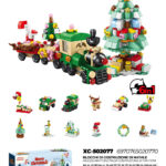 Set costruzione piccoli mattoncini Lego con Trenino di Natale+Albero 6in1 544 pezzi