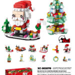 Set costruzione piccoli mattoncini Lego con Babbo Natale+Albero 6in1 574 pezzi