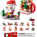 Set costruzione piccoli mattoncini Lego con Babbo Natale+Casetta 6in1 546 pezzi