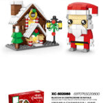 Set costruzione piccoli mattoncini Lego con Babbo Natale+Casetta con luci 248 pezzi