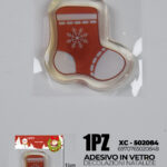 Adesivo Natalizio in gel a forma di calza dimensioni 8x8,3cm