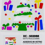 Adesivi in gel per decorazioni natalizie forma albero e regali dimensione 30x25,5cm ideale da attaccare su finestre e vetrine