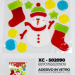 Adesivo in gel per decorazioni natalizie Pupazzo di Neve dimensione 30x25,5cm ideale da attaccare su finestre e vetrine