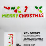 Adesivo in gel per decorazioni natalizie scritta Merry Christmas con fiocchi di neve dimensione 15x55 cm ideale da attaccare su finestre e vetrine
