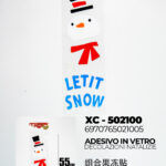 Adesivo in gel per decorazioni natalizie scritta Letit Snow con pupazzo di neve dimensione 15x55 cm ideale da attaccare su finestre e vetrine