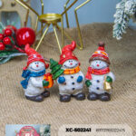 Set decorazioni Pupazzi di neve in resina dipinti a mano dimensione 7,5x5cm