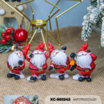 Set decorazioni Babbo Natale in resina dipinti a mano dimensione 8x5,5cm