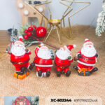 Set decorazioni Babbo Natale in resina dipinti a mano dimensione 8x5,5cm