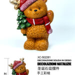 Orsetto decorativo Natalizio in gesso dipinto a mano dimensioni 16x11x23cm