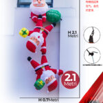 Gonfiabile Natalizio a forma di 3 Babbo Natale con luci altezza 2,1 metri IP44 adatto per uso esterno