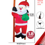 Gonfiabile Natalizio a forma Babbo Natale+scala con luci altezza 1,8 metri IP44 adatto per uso esterno