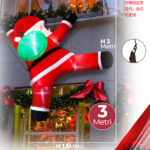 Gonfiabile Natalizio a forma di Babbo Natale che si arrampica con luci altezza 3 metri IP44 adatto per uso esterno