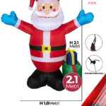 Gonfiabile Natalizio a forma di Babbo Natale con luci altezza 2,1 metri IP44 adatto per uso esterno