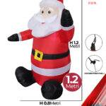 Gonfiabile Natalizio a forma Babbo Natale seduto con luci altezza 1,2 metri IP44 adatto per uso esterno