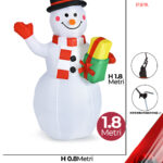 Gonfiabile Natalizio a forma pupazzo di neve con luci altezza 1,8 metri IP44 adatto per uso esterno