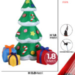 Gonfiabile Natalizio a forma Albero di Natale con luci altezza 1,8 metri IP44 adatto per uso esterno