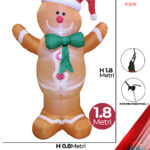 Gonfiabile Natalizio a forma Pan di zenzero con luci altezza 1,8 metri IP44 adatto per uso esterno