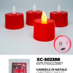 Set di candele Natalizie da 4 pezzi (3cmH) luce calda a LED alimentazione a pile