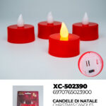 Set di candele Natalizie da 4 pezzi (1,7cmH) luce calda a LED alimentazione a pile
