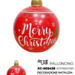 Palla gonfiabile Natalizia con scritta Merry Christmas in plastica pvc con diametro di 60cm indicato per decorazioni natalizie uso interno o esterno