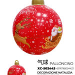 Palla gonfiabile Natalizia a forma di Babbo Natale con renna in plastica pvc diametro di 60cm indicato per decorazioni natalizie uso interno o esterno