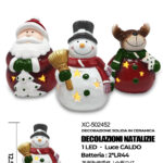 Set Decorazioni Natalizie in ceramica con luce LED calda dimensioni 8,5x8,2x12,5cm alimentazione a batterie (2 non incluse)