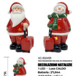Set Decorazioni Natalizie in ceramica con luce LED calda dimensioni 9,2x6,2x15,3cm alimentazione a batterie (2 non incluse)