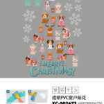 Adesivi natalizi in pvc a forma cagnolini con scritta merry christmas per finestre e decorazioni dimensioni 60x50cm