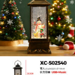 Lanterna Natalizia a gancio con pupazzo di neve che cade tema babbo Natale carillon luci 8 musiche Natalizie+Ingresso USB (20,5cmH) alimentazione a batterie