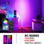 Tubo luminoso altezza 1,2 metri con base treppiede da 72LED RGB controllo tramite app o telecomando funzione ritmo di musica