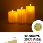 Set di 3 candele luminose (10-12,5-15cmH) luce calda a LED alimentazione a pile