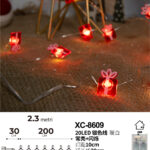 Catena luminosa decorativa da 2,3 metri luce calda fissa o lampeggiante con 20 micro LED a forma di regali alimentazione a batteria