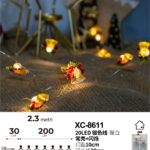 Catena luminosa decorativa da 2,3 metri luce calda fissa o lampeggiante con 20 micro LED a forma di campanelle alimentazione a batteria