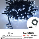 Catena luminosa 400 LED luce bianca da 23 metri con 8 giochi di luce ip44 per uso interno esterno