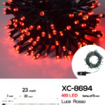 Catena luminosa 400 LED luce rossa da 23 metri con 8 giochi di luce ip44 per uso interno esterno