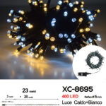 Catena luminosa 400 LED luce calda+bianca da 23 metri con 8 giochi di luce ip44 per uso interno esterno