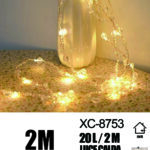 Catena luminosa decorativa da 2 metri luce calda con 20 micro LED alimentazione a batteria