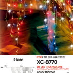 Tenda luminosa 9 metri con 256LED totali (216 luce multicolore fissa+40 luce intermittente bianca con flash) ip44 per uso interno esterno