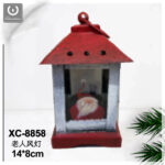 Addobbo decorativo Natalizio lanterna in ferro con Babbo Natale dimensioni 14x8cm