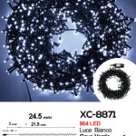 Catena luminosa 864 LED da 24,5 metri luce fredda con 8 giochi di luce per uso interno/esterno funzione timer on/off