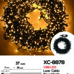 Catena luminosa 1360 LED luce calda da 37 metri con 8 giochi di luce per uso interno/esterno funzione timer on/off