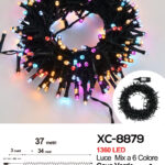 Catena luminosa 1360 LED luce multicolor da 37 metri con 8 giochi di luce per uso interno/esterno funzione timer on/off