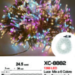 Catena luminosa da 24,5 metri con 1360 LED luce multicolor per uso interno/esterno funzione timer on/off 8 giochi luce