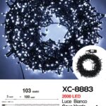 Catena luminosa 2000 LED luce bianca da 103 metri con 8 giochi di luce ip44 per uso interno esterno