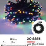 Catena luminosa 2000 LED luce multicolor da 103 metri con 8 giochi di luce ip44 per uso interno esterno